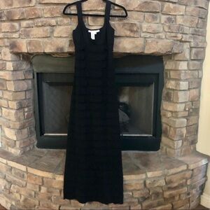 Max Studio Long, black sundress, with layered ruffles. SUPER flattering